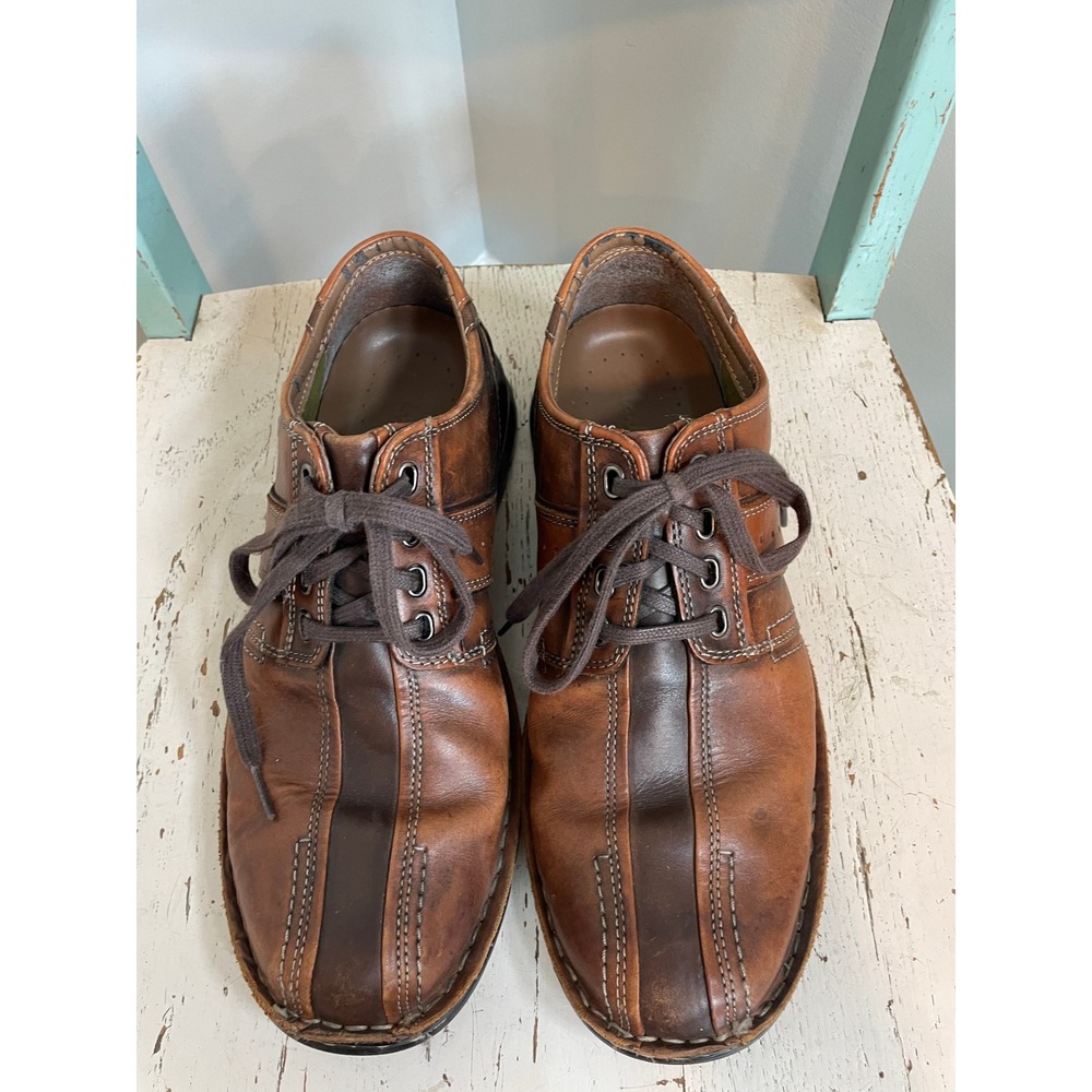 Clarks Mens Brown Leather Bicycle Toe Casual Oxford Shoes Size 9.5 US 43 EU